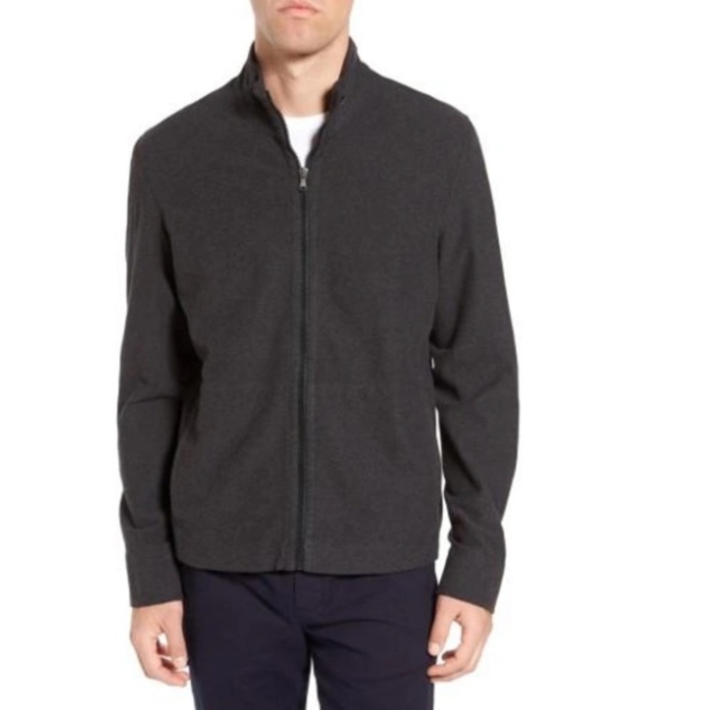 James Perse Standard Zip-up Heathered Charcoal Jacket 0